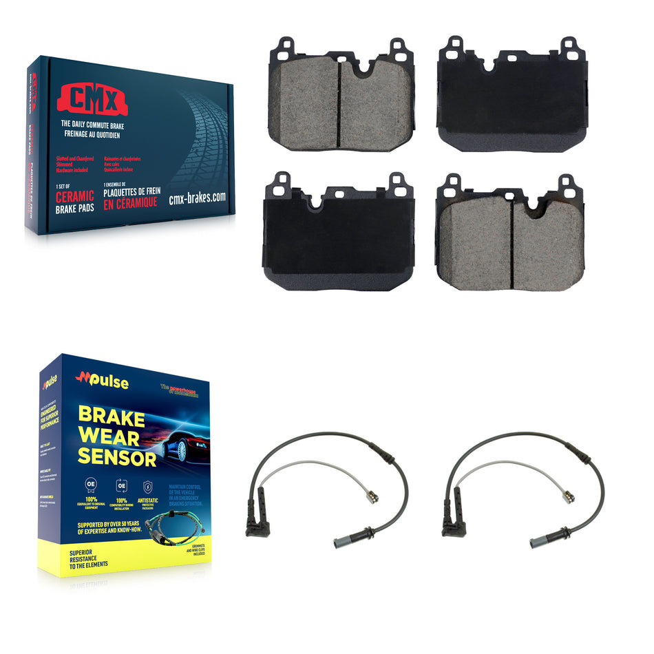 Front Ceramic Brake Pads & Wear Sensor Pair Kit For Mini Cooper Countryman BMW Clubman X2 KCW-101192
