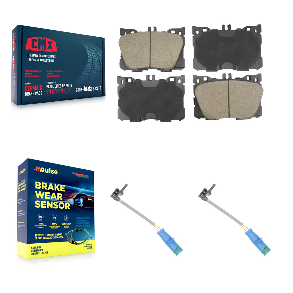 Front Ceramic Brake Pad And Wear Sensor Pair Kit For 2019-2020 Mercedes-Benz E53 AMG 3.0L KCW-101194