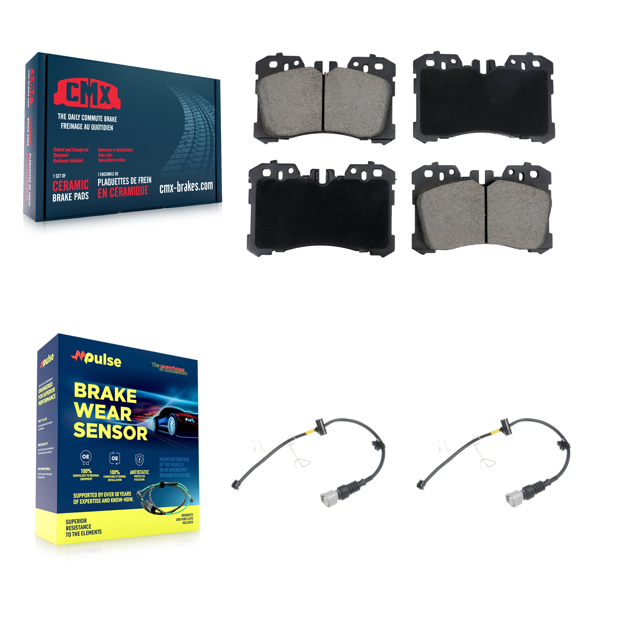 Front Ceramic Disc Brake Pads And Wear Sensor Pairs Kit For Lexus LS500 LS500h KCW-101195