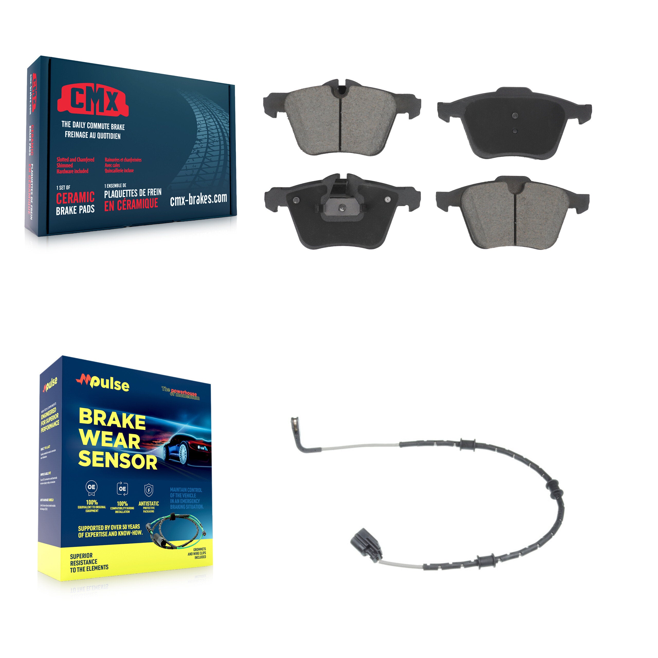 Front Ceramic Disc Brake Pads And Wear Sensors Kit For Jaguar XF XJ KCW-101207