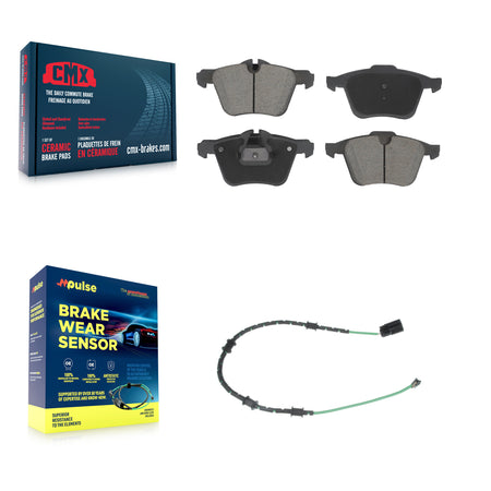 Front Ceramic Brake Pad & Wear Sensor Kit For 13-15 Jaguar XF 3.0L with 356mm Rotor KCW-101208