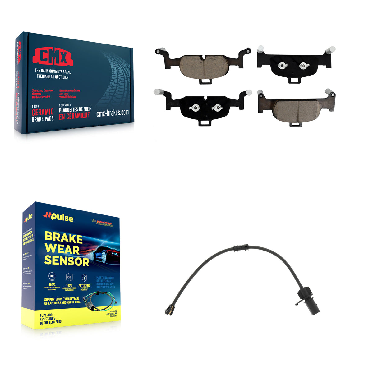 Front Ceramic Brake Pad And Wear Sensor Kit For 2020 Audi Q5 2.0L Without Brembo Calipers KCW-101220