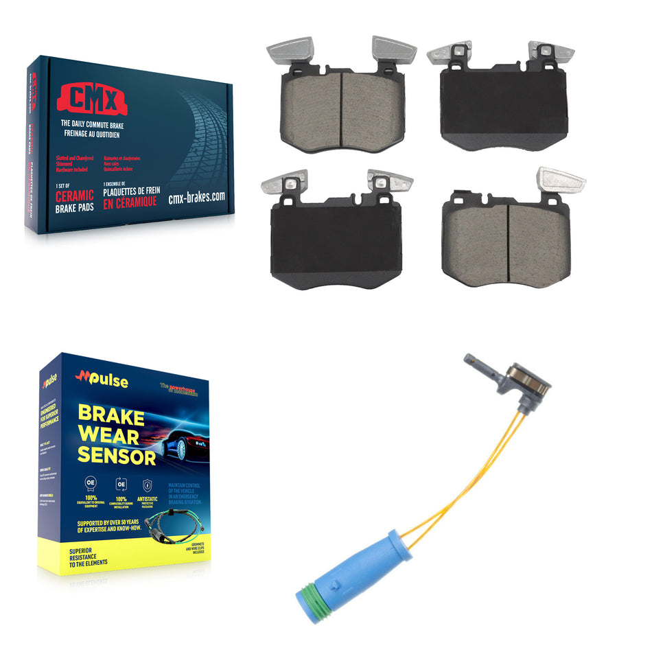 Front Ceramic Brake Pads & Wear Sensor Kit For Mercedes-Benz GLC300 Without Sport Package KCW-101223