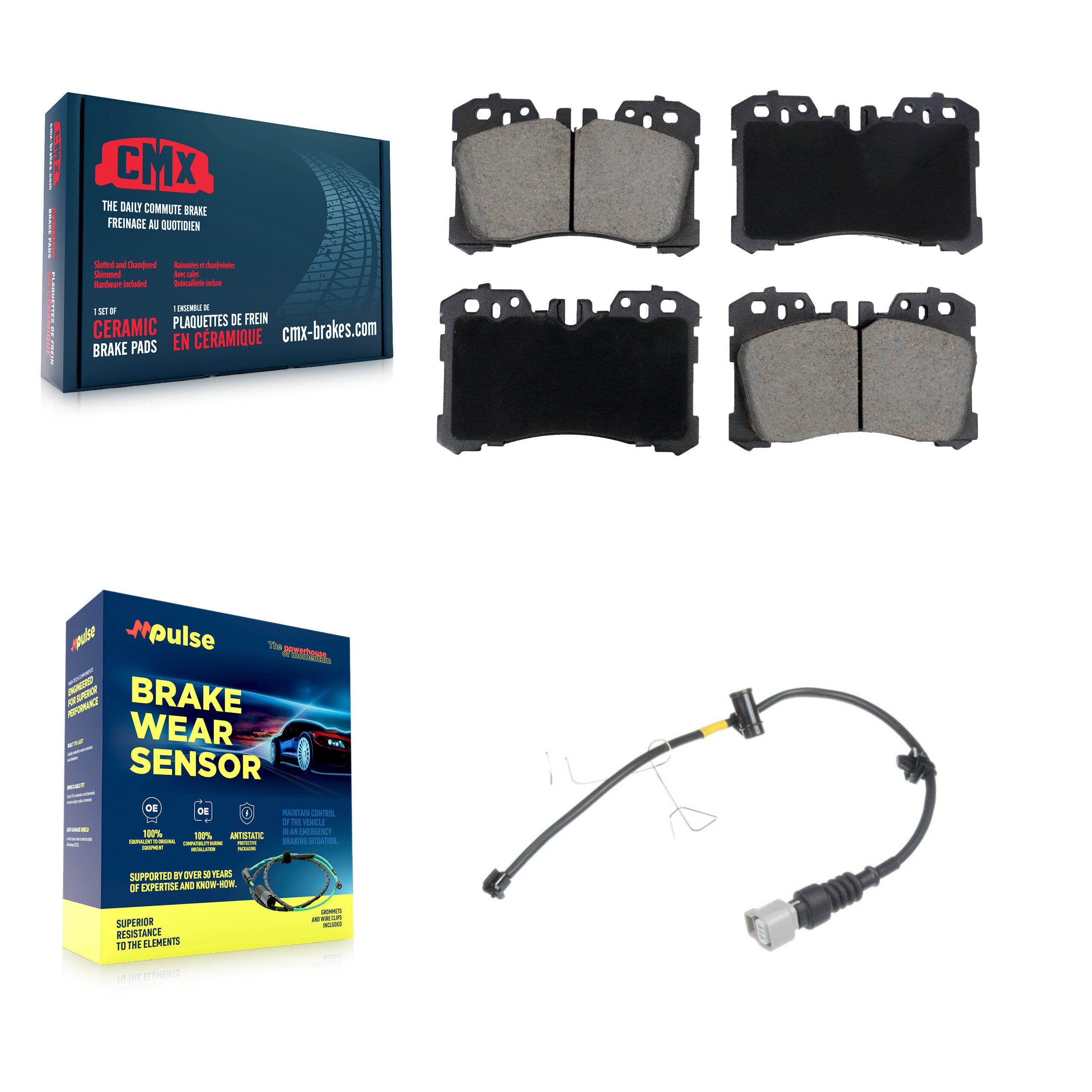 Front Ceramic Disc Brake Pads And Wear Sensors Kit For Lexus LS500 LS500h KCW-101233