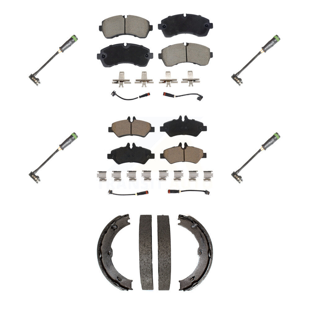 Front Rear Ceramic Brake Pad & Extra Wear Sensor Kit (7Pc) For Freightliner Sprinter 3500 KCW-101268