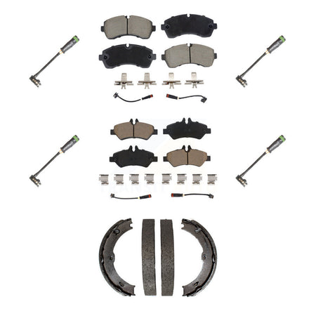 Front Rear Ceramic Brake Pad & Extra Wear Sensor Kit (7Pc) For Freightliner Sprinter 3500 KCW-101268