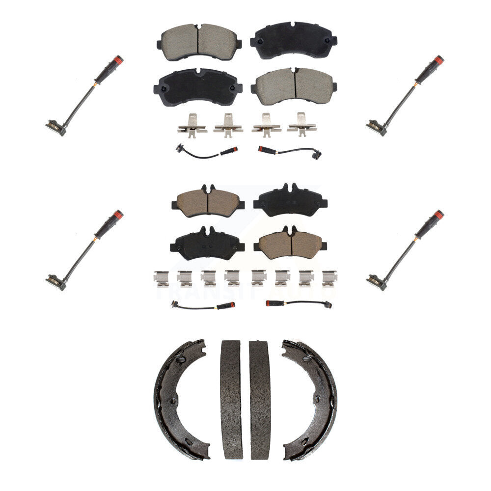 Front Rear Ceramic Brake Pads Extra Wear Sensor Kit (7Pc) For 09 Dodge Sprinter 3500 3.0L KCW-101269