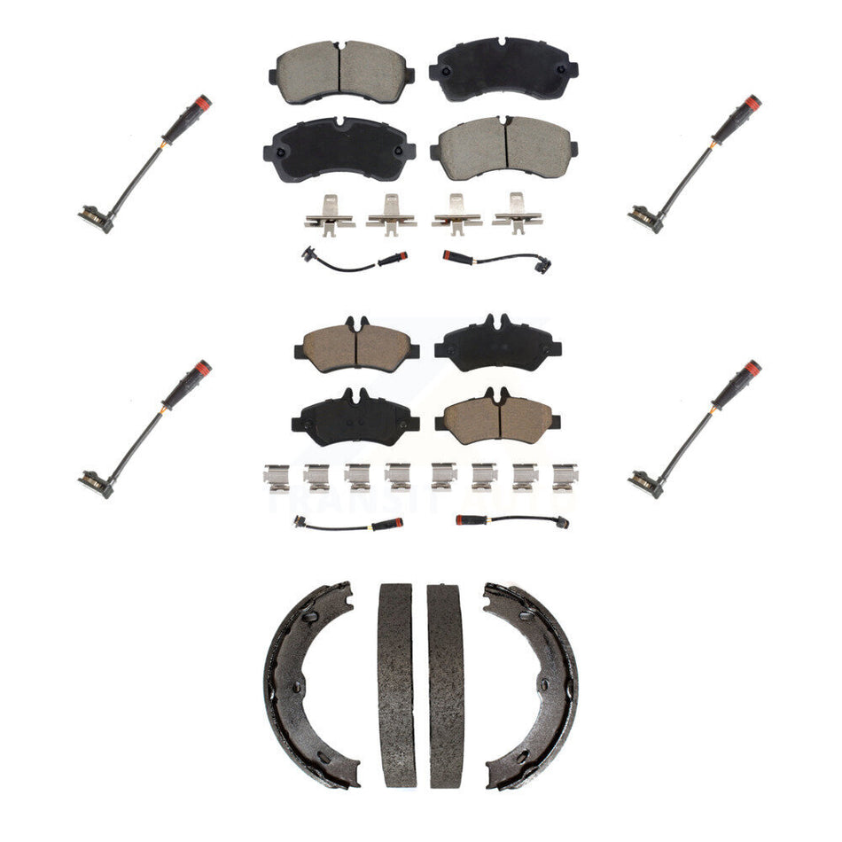 Front Rear Ceramic Brake Pads Extra Wear Sensor Kit (7Pc) For 09 Dodge Sprinter 3500 3.0L KCW-101269