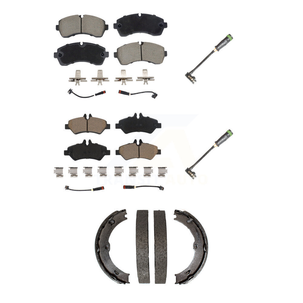 Front Rear Ceramic Brake Pad & Extra Wear Sensor Kit (5Pc) For Freightliner Sprinter 3500 KCW-101271