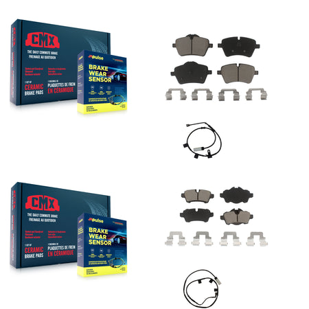 Front Rear Ceramic Disc Brake Pads And Wear Sensors Kit For Mini Cooper KCW-101296