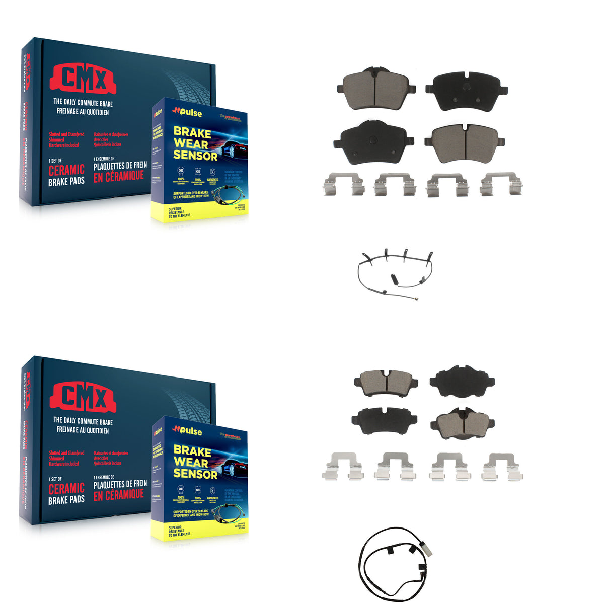Front Rear Ceramic Disc Brake Pads And Wear Sensors Kit For Mini Cooper KCW-101299