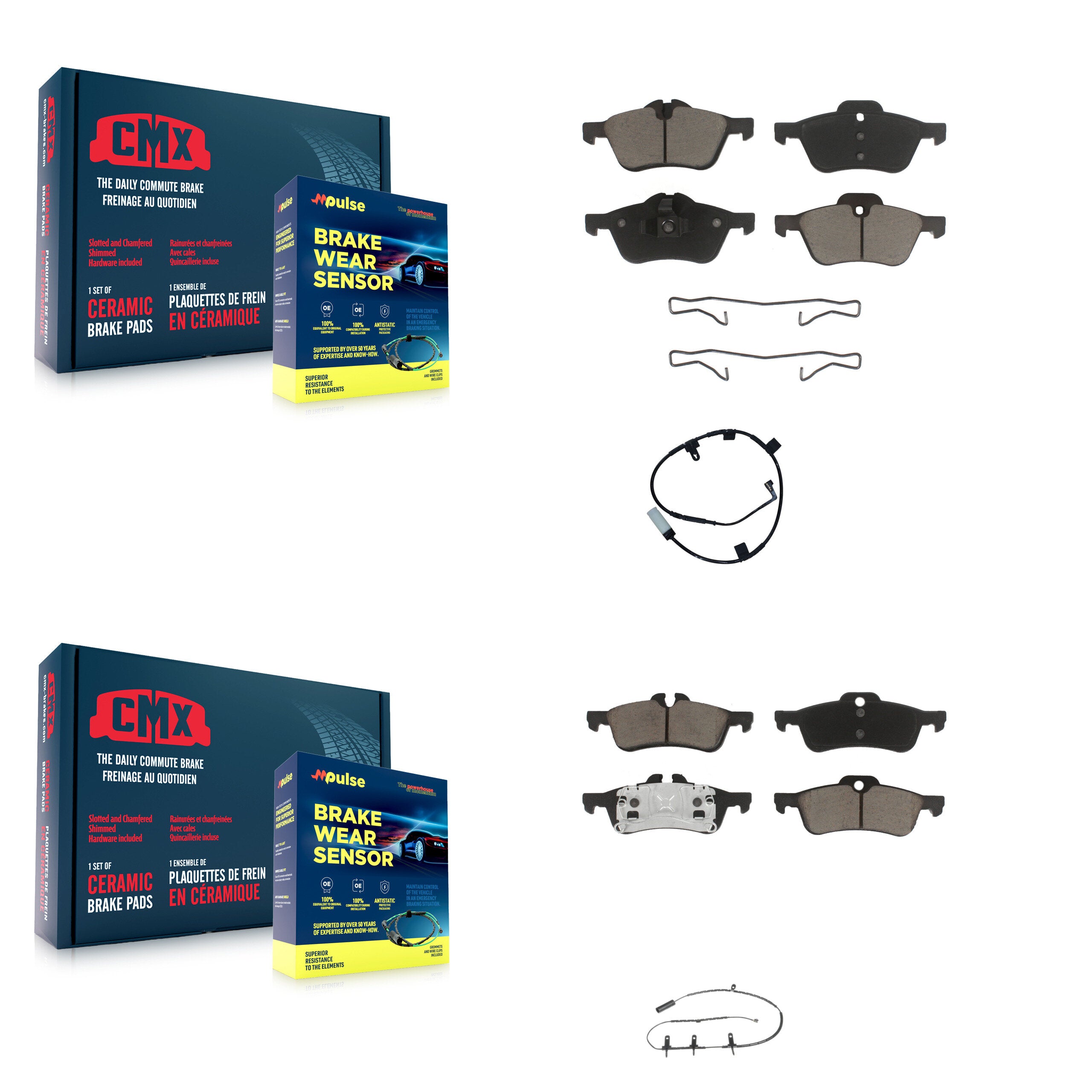 Front Rear Ceramic Disc Brake Pads And Wear Sensors Kit For Mini Cooper KCW-101301