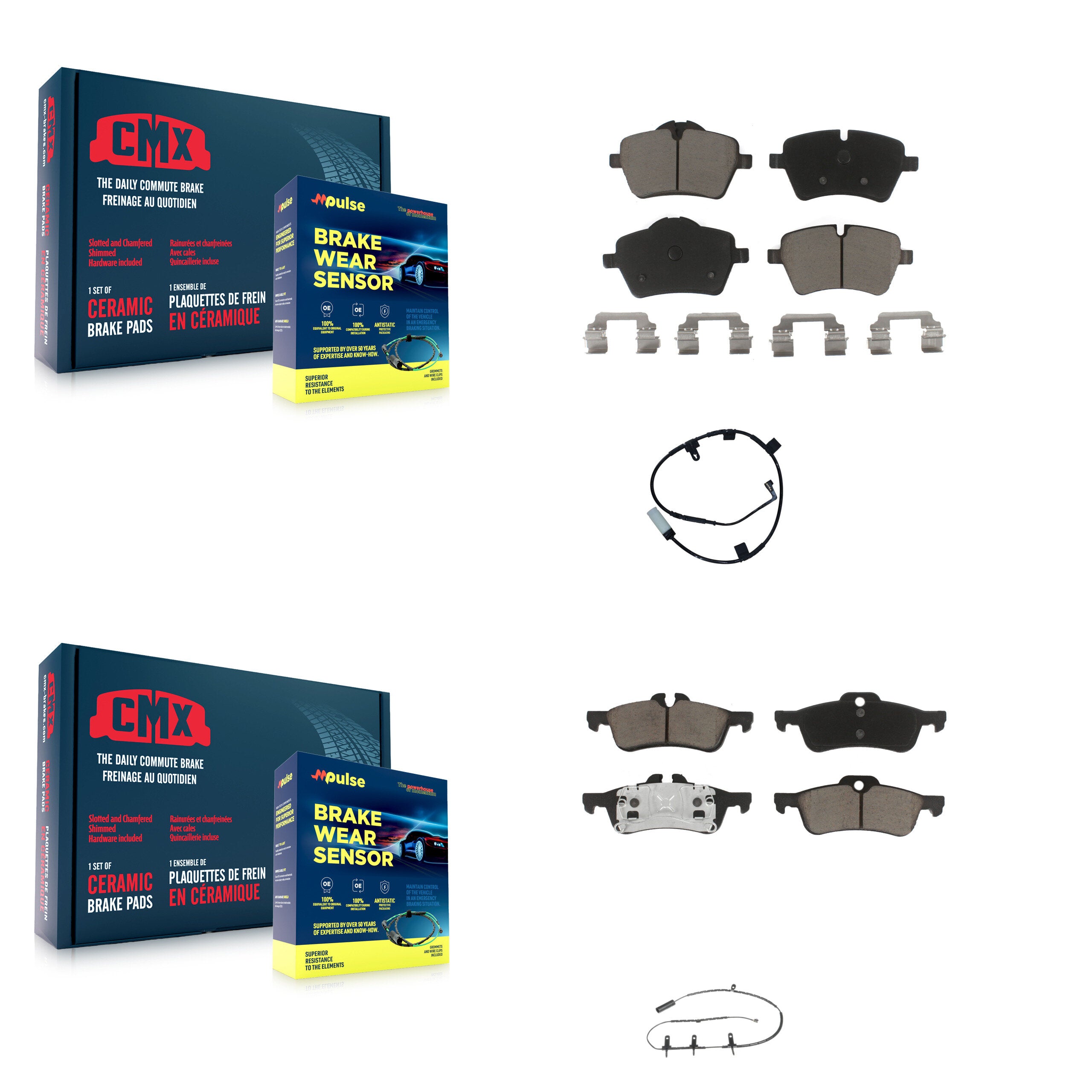 Front Rear Ceramic Disc Brake Pads And Wear Sensors Kit For Mini Cooper KCW-101302
