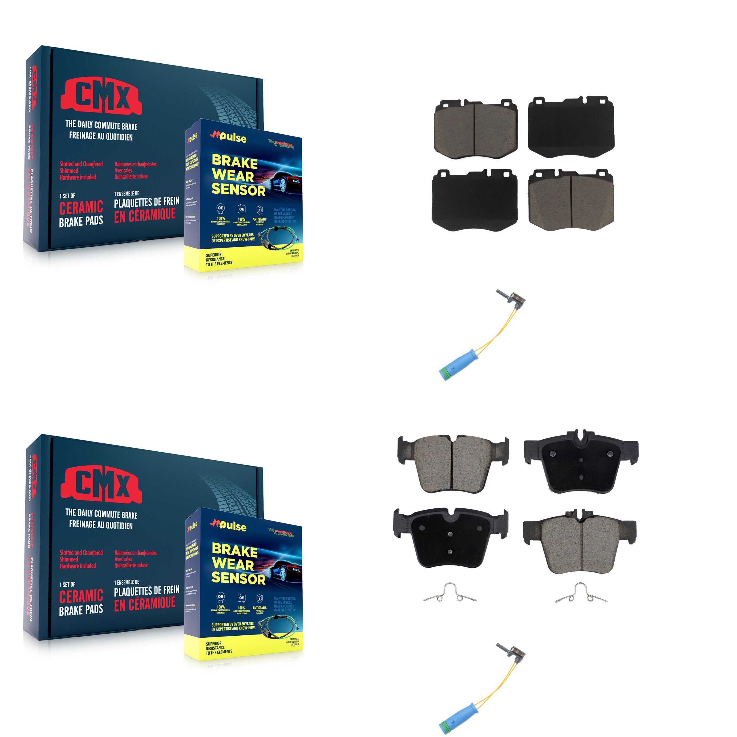 Front Rear Ceramic Disc Brake Pads And Wear Sensors Kit For Mercedes-Benz GLC300 KCW-101303