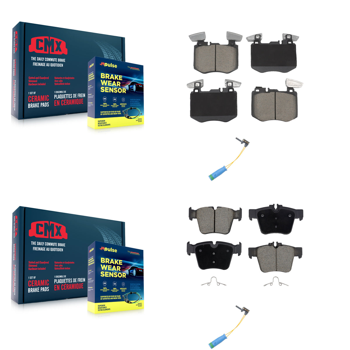 Front Rear Ceramic Disc Brake Pads And Wear Sensors Kit For Mercedes-Benz GLC300 KCW-101304