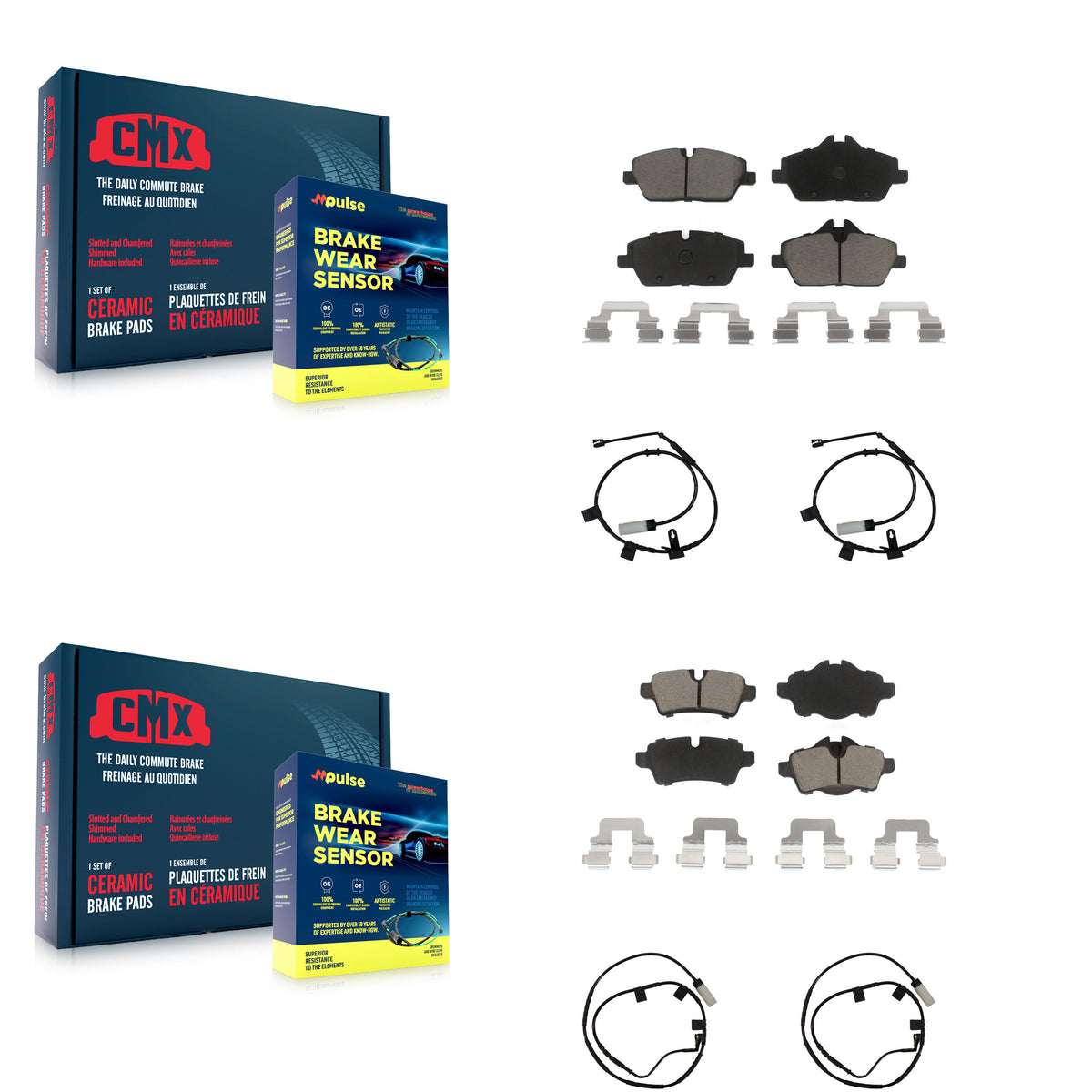 Front Rear Ceramic Disc Brake Pads And Wear Sensors Kit For Mini Cooper KCW-101308
