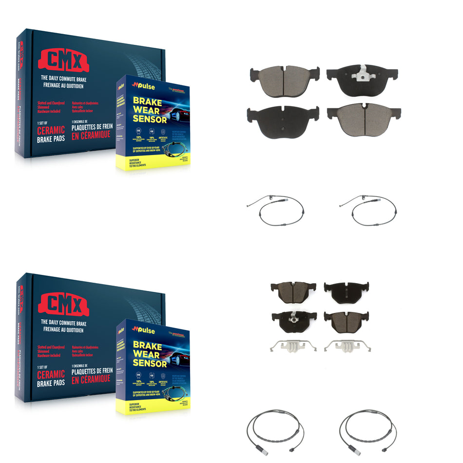 Front Rear Ceramic Disc Brake Pads And Wear Sensors Kit For BMW X5 X6 KCW-101312
