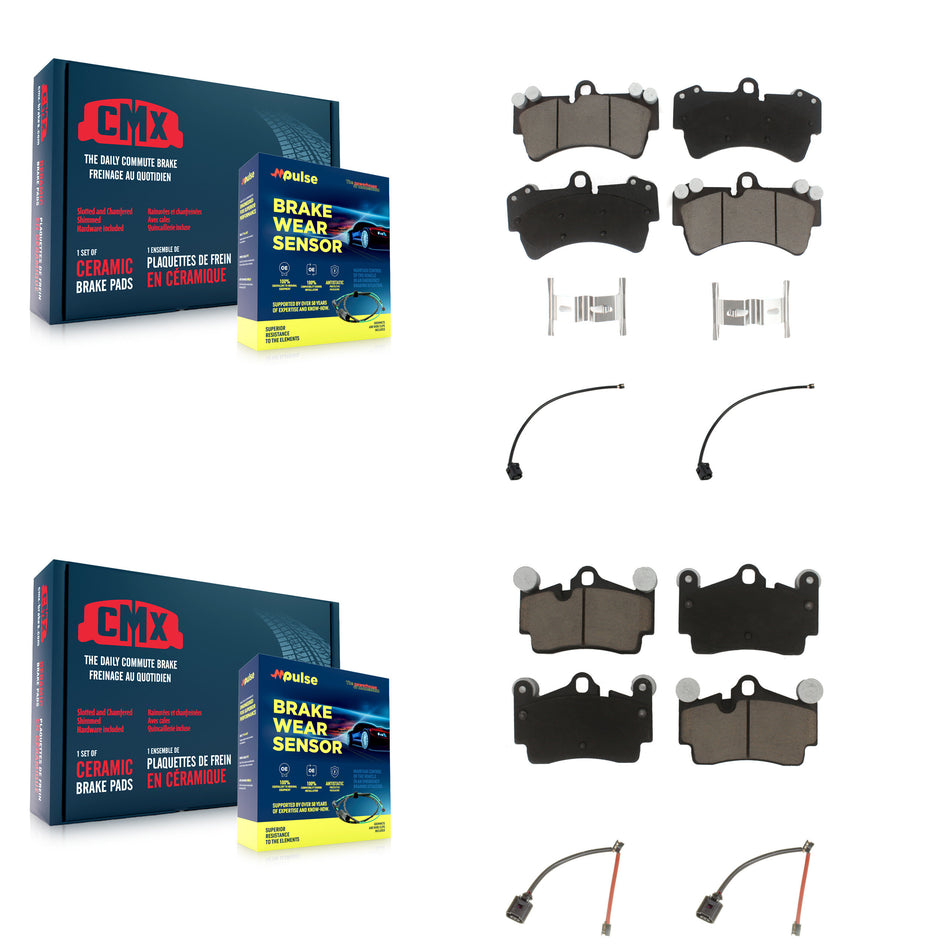 Front Rear Ceramic Brake Pad And Wear Sensor Kit For Audi Q7 with Composite KCW-101315
