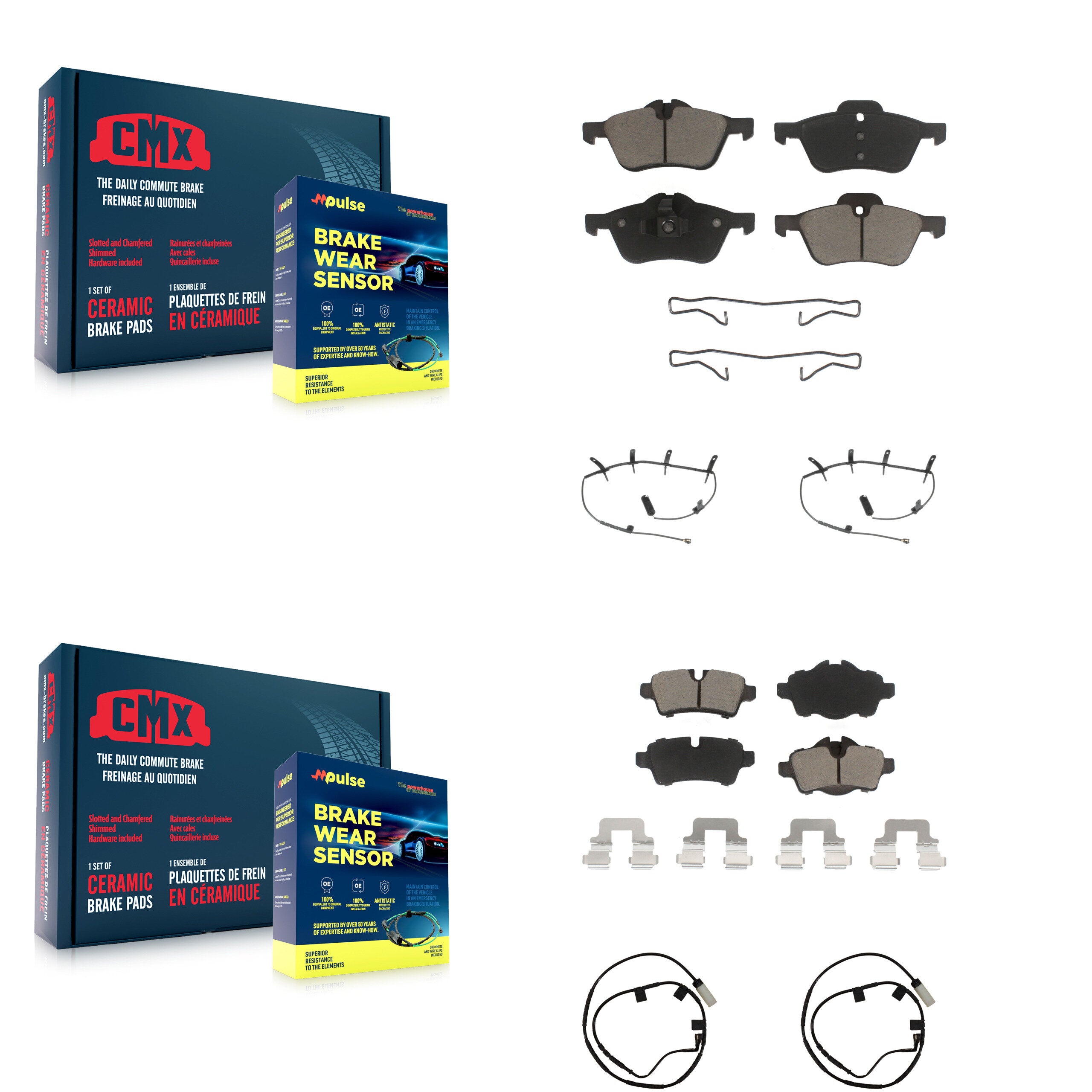 Front Rear Ceramic Disc Brake Pads And Wear Sensors Kit For Mini Cooper KCW-101320