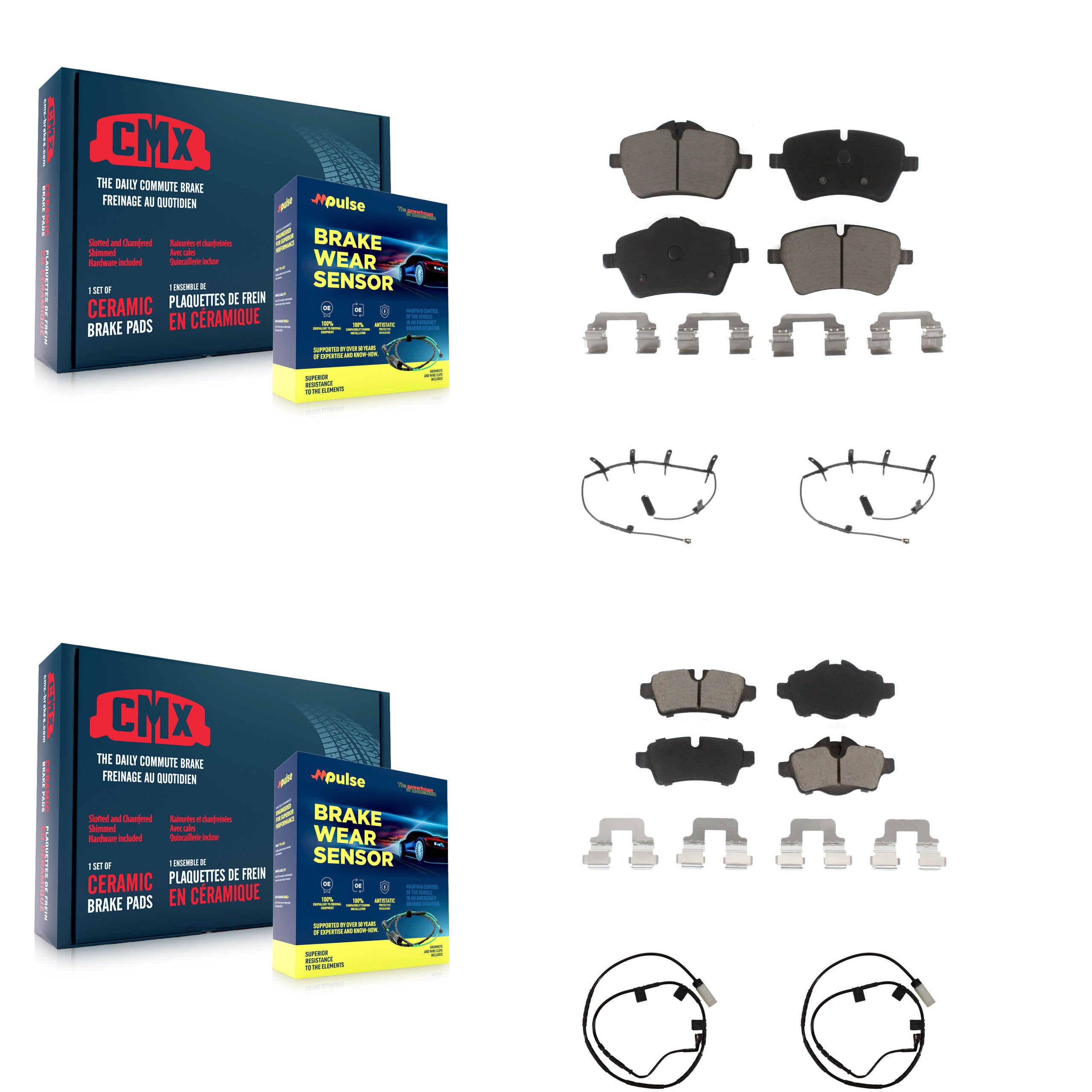 Front Rear Ceramic Disc Brake Pads And Wear Sensors Kit For Mini Cooper KCW-101321
