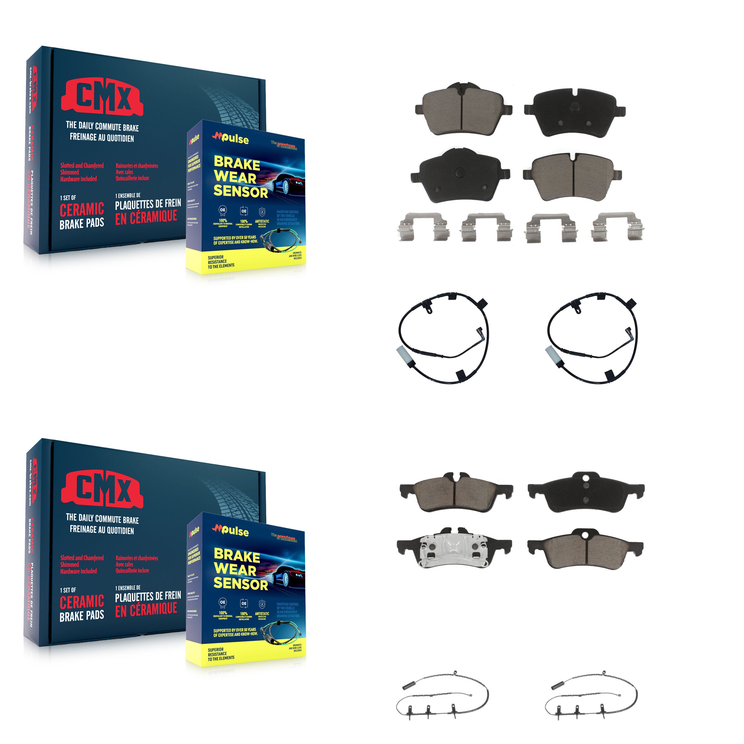 Front Rear Ceramic Disc Brake Pads And Wear Sensors Kit For Mini Cooper KCW-101324
