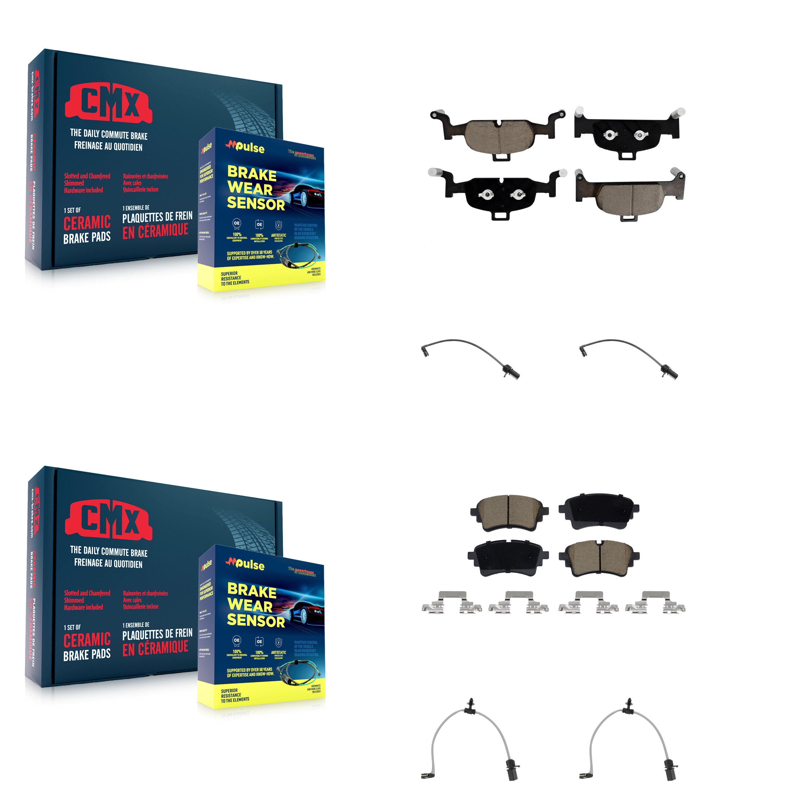Front Rear Ceramic Disc Brake Pads And Wear Sensors Kit For Audi A6 Quattro 2.0L KCW-101326