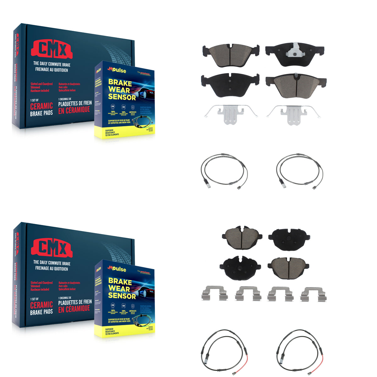 Front Rear Ceramic Disc Brake Pads And Wear Sensors Kit For BMW 528i KCW-101330