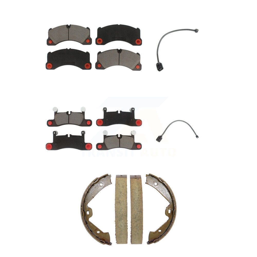 Front Rear Ceramic Disc Brake Pads Wear Sensor Kit (5Pc) For Porsche Cayenne with Harness KCW-101352