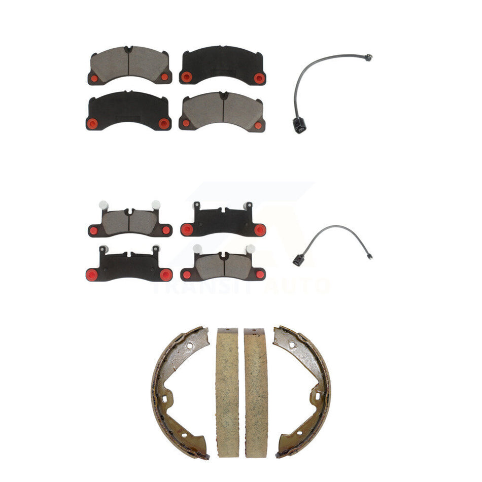 Front Rear Ceramic Disc Brake Pads Wear Sensor Kit (5Pc) For Porsche Cayenne with Harness KCW-101352