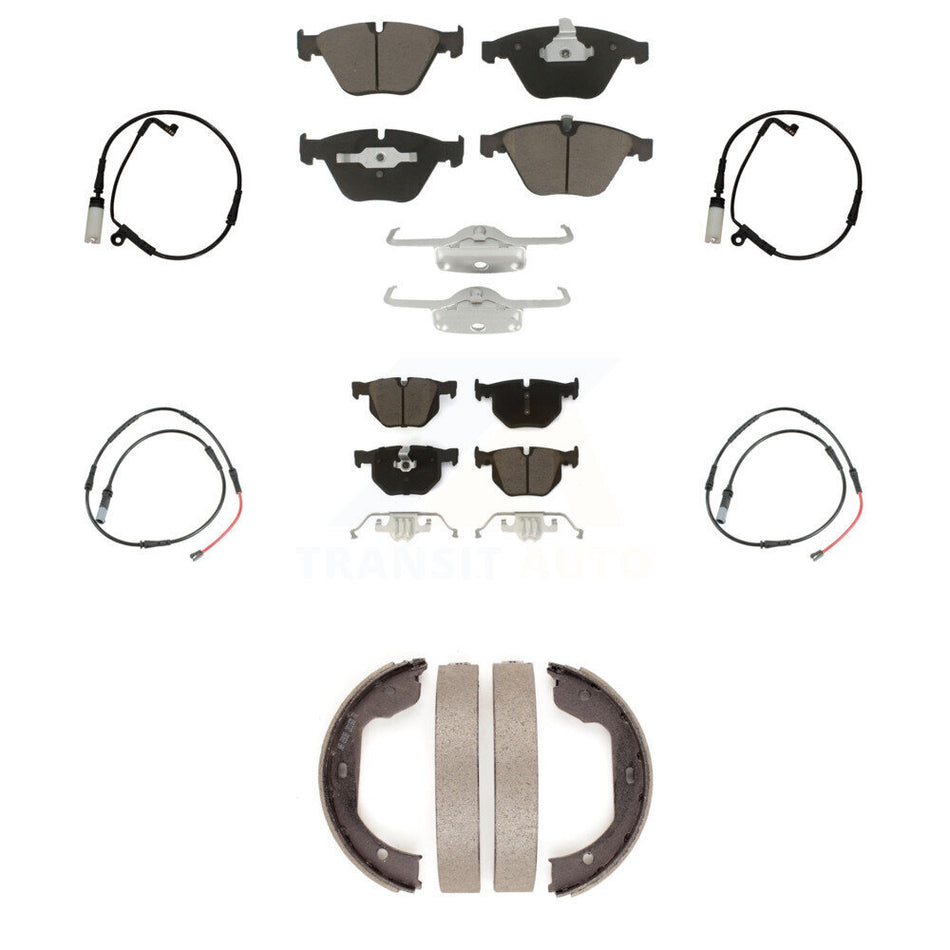 Front Rear Ceramic Brake Pad And Wear Sensor Kit (7Pc) For 2009-2010 BMW 528i xDrive 3.0L KCW-101359