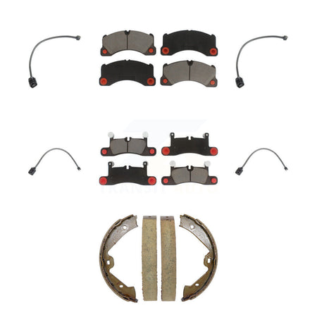 Front Rear Ceramic Disc Brake Pads Wear Sensor Kit (7Pc) For Porsche Cayenne with Harness KCW-101368