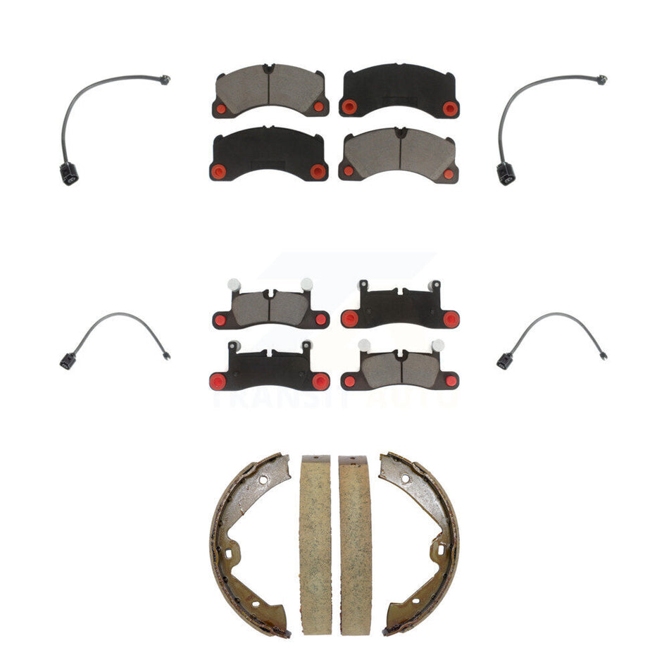 Front Rear Ceramic Disc Brake Pads Wear Sensor Kit (7Pc) For Porsche Cayenne with Harness KCW-101368