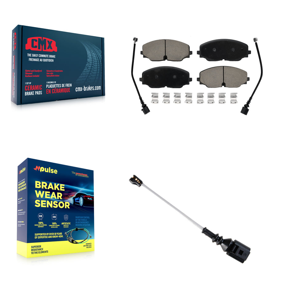 Front Ceramic Disc Brake Pads And Extra Wear Sensors Kit For Volkswagen Atlas Cross Sport KCW-101373