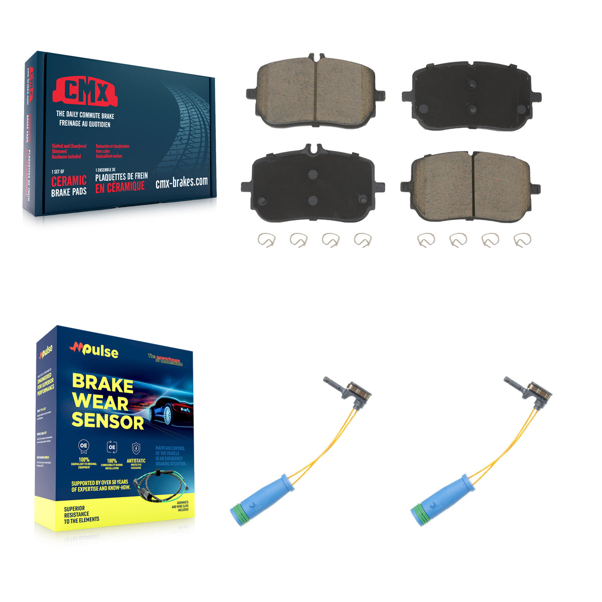 Front Ceramic Disc Brake Pads And Wear Sensor Pairs Kit For Mercedes-Benz A220 CLA250 KCW-101392