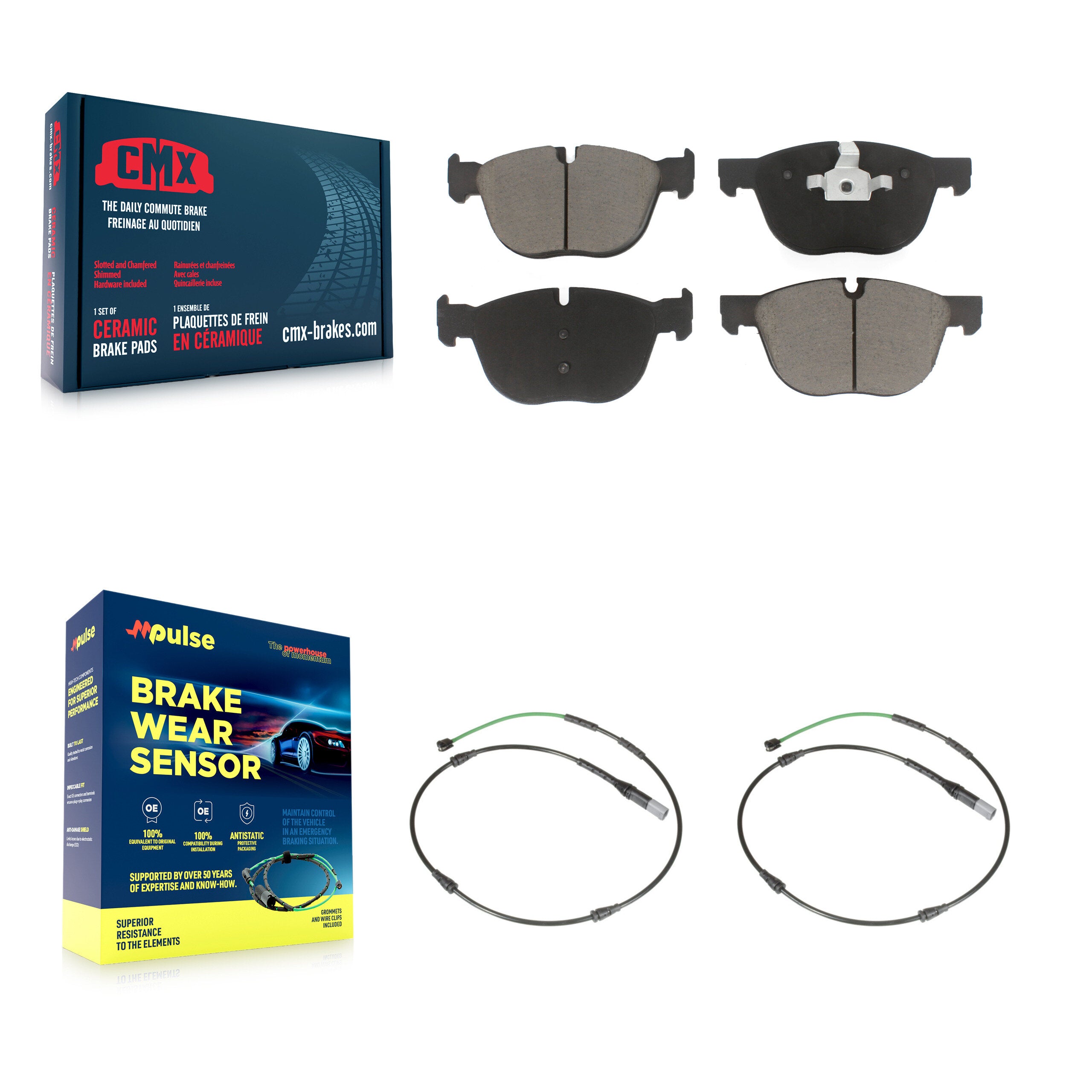 Front Ceramic Disc Brake Pads And Wear Sensor Pairs Kit For BMW X6 xDrive35i with 3.0L KCW-101393