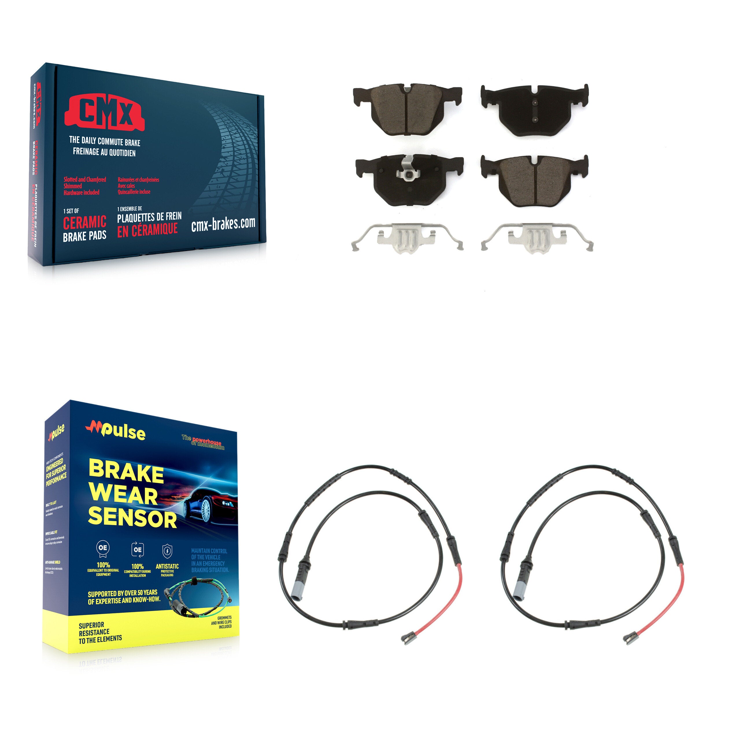 Rear Ceramic Disc Brake Pads And Wear Sensors Kit For 2009-2010 BMW 528i xDrive KCW-101414