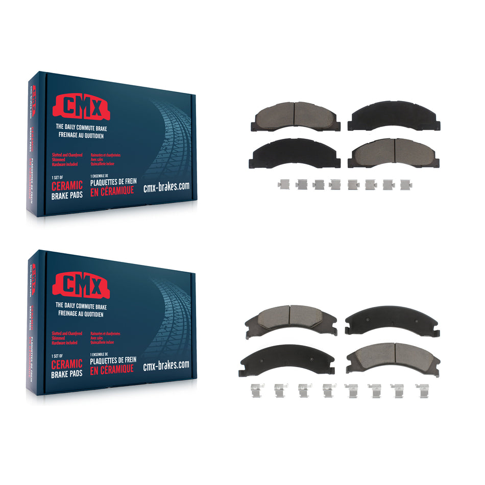 Front Rear Ceramic Brake Pads Kit For Ford E-350 Super Duty E-250 E-150 E-450 Econoline KCX-100004