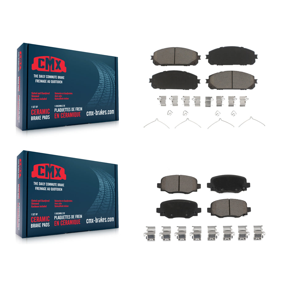 Front Rear Ceramic Brake Pads Kit For 2014-2022 Jeep Cherokee With Dual Piston Caliper KCX-100013