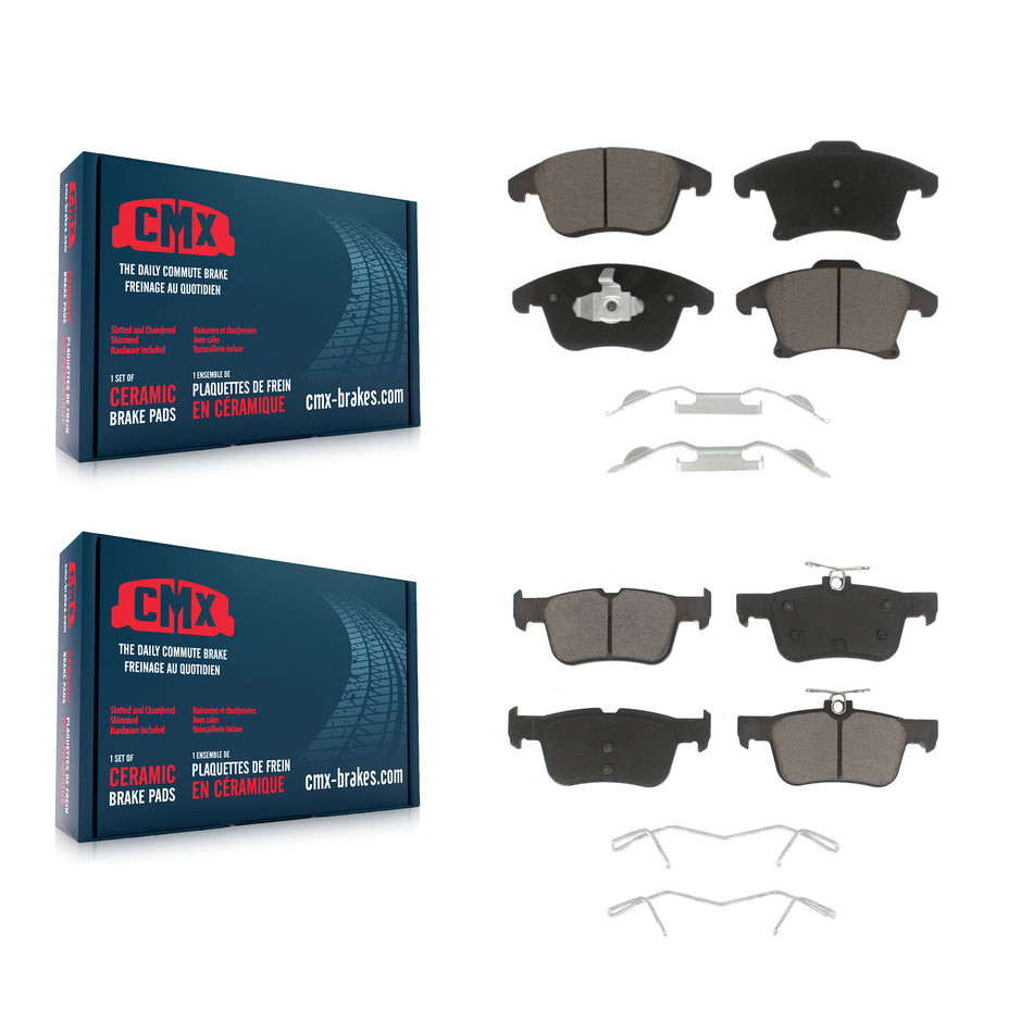 Front Rear Ceramic Brake Pads Kit For Ford Fusion Lincoln MKZ Police Responder Hybrid SSV Plug-In KCX-100068