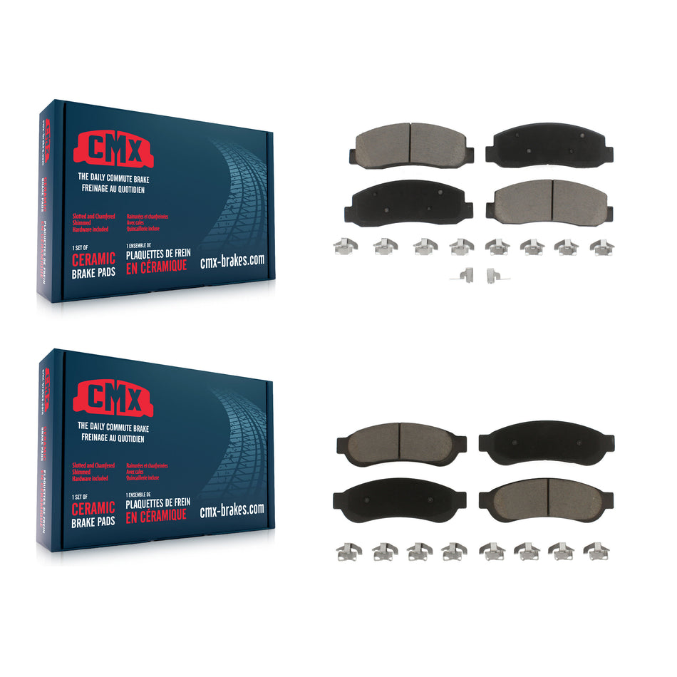 Front Rear Ceramic Brake Pads Kit For 2005-2007 Ford F-350 Super Duty With Dual Wheels KCX-100100