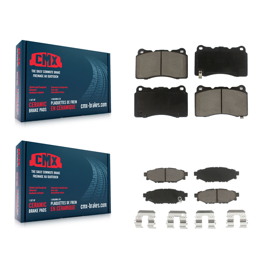 Front Rear Ceramic Brake Pads Kit For 2014 Subaru WRX With 15" Factory Wheels KCX-100108