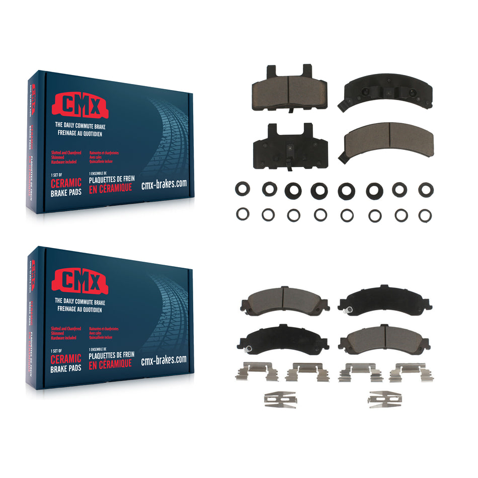 Front Rear Ceramic Brake Pads Kit For 2000 GMC Yukon Drum rear brakes With Dual Piston Caliper KCX-100261