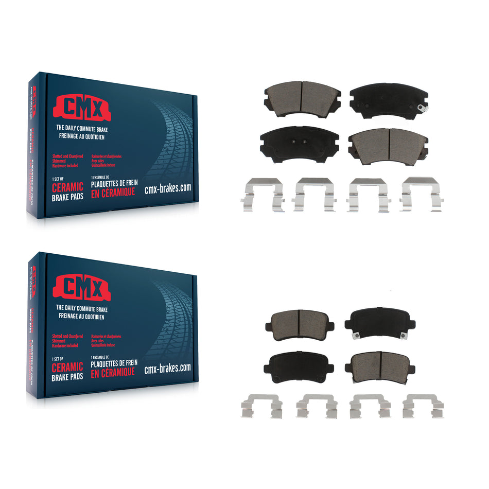 Front Rear Ceramic Brake Pads Kit For 2011 Saab 9-5 With 321mm Diameter Rotor Without Performance Brakes KCX-100301