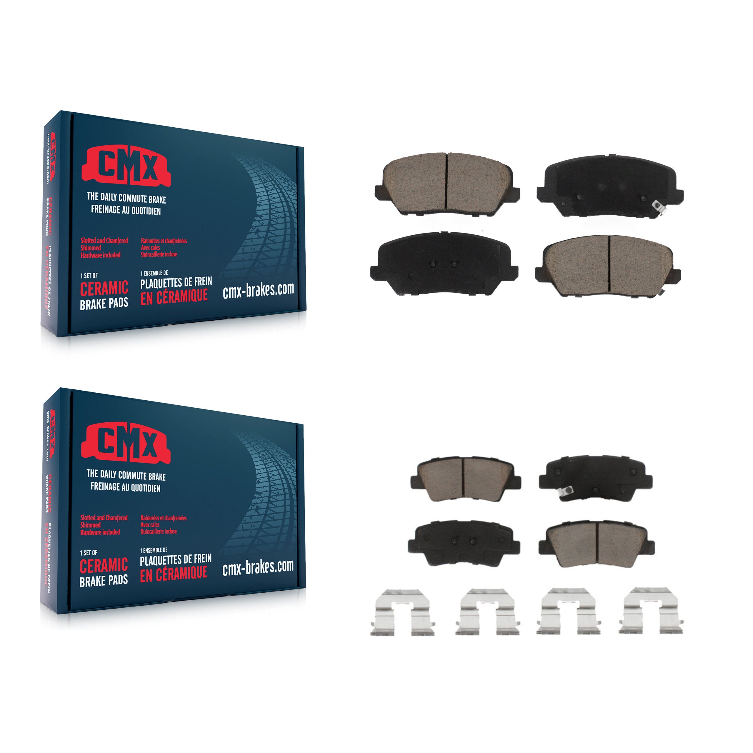 Front Rear Ceramic Brake Pads Kit For 2017 Kia Forte Koup Turbocharged KCX-100442