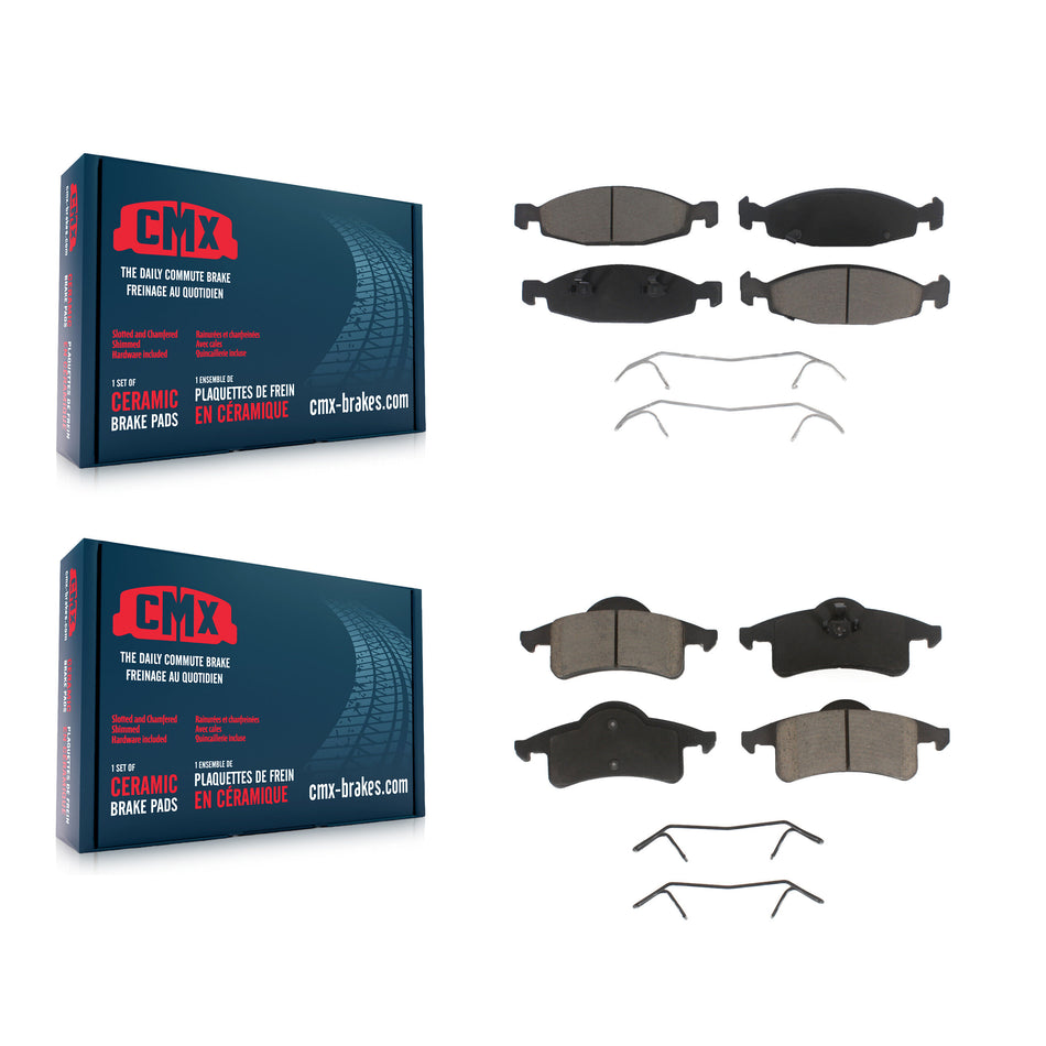 Front Rear Ceramic Brake Pads Kit For 1999-2002 Jeep Grand Cherokee With Teves & ATE Caliper KCX-100446