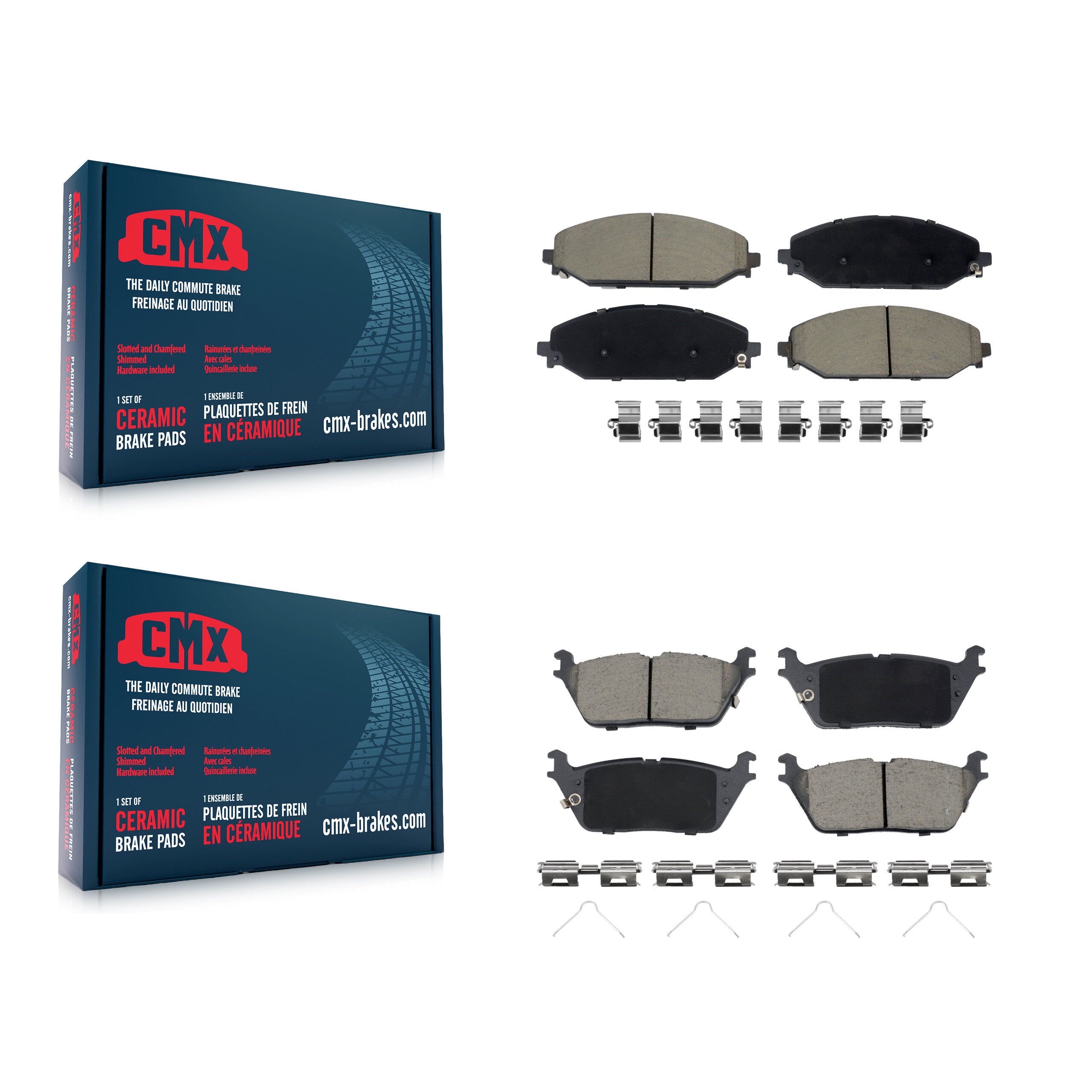 Front Rear Ceramic Brake Pads Kit For Ram 1500 Jeep Wagoneer Grand L KCX-100538