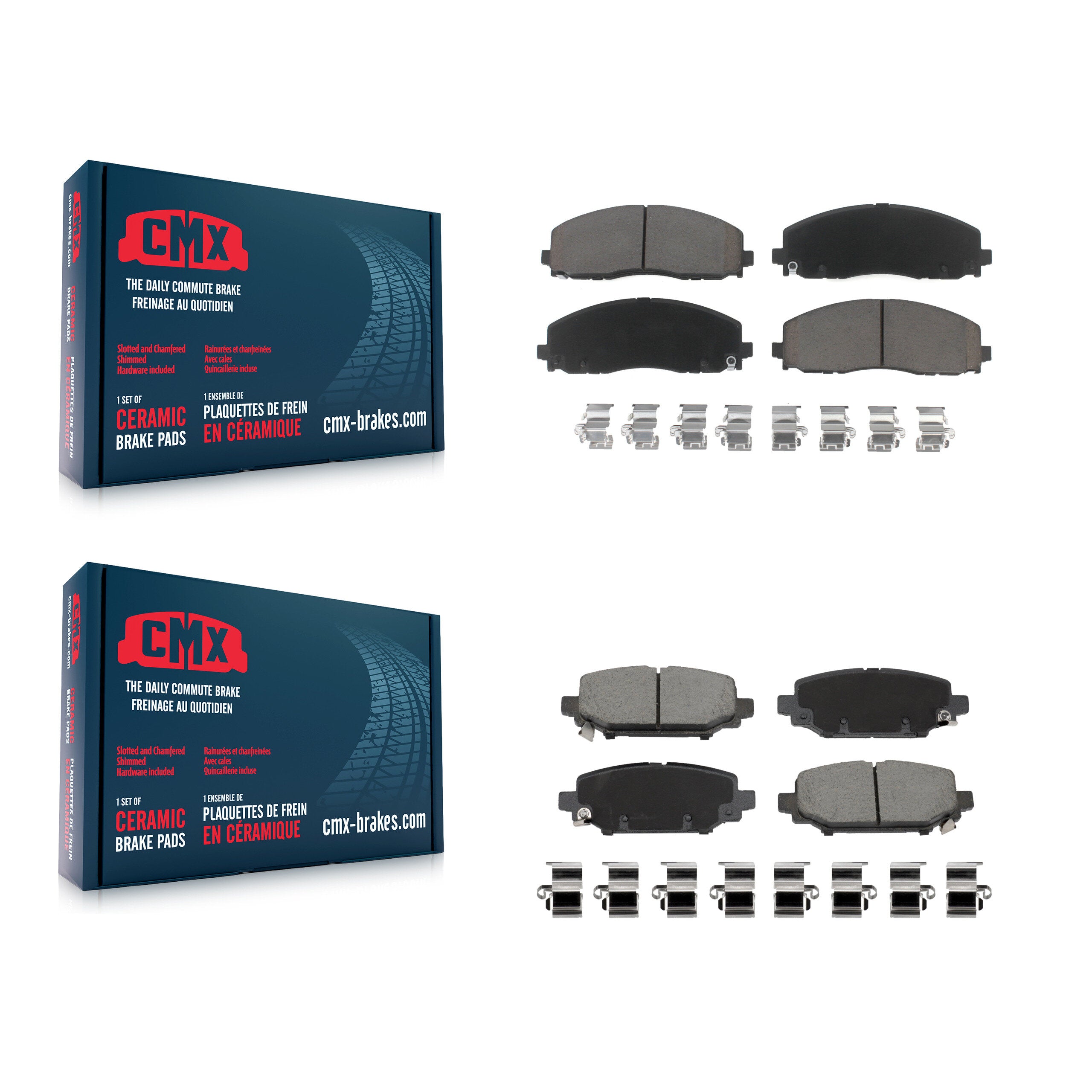 Front Rear Ceramic Brake Pads Kit For 2022 Jeep Wrangler With 328mm Diameter Rotor KCX-100544
