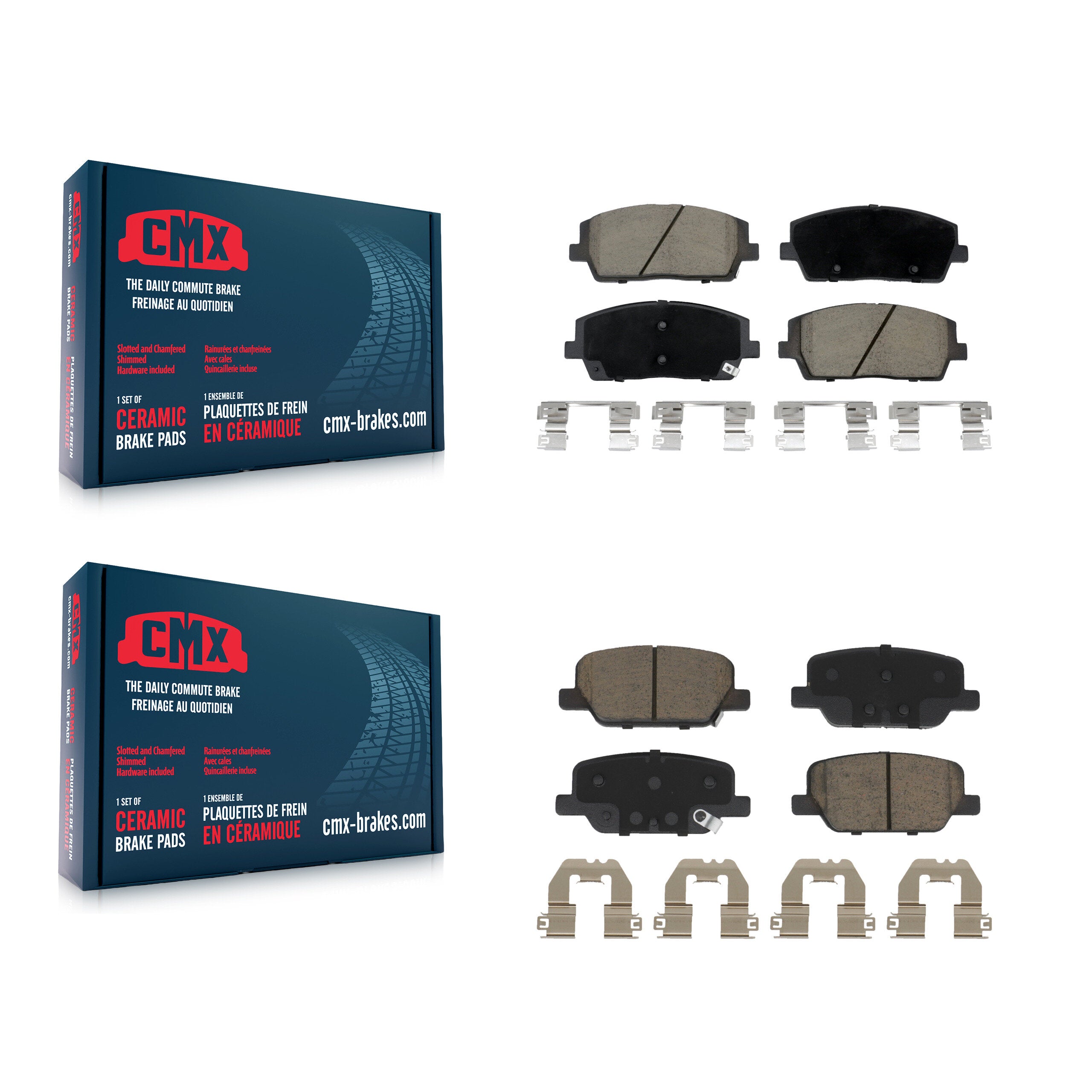 Front Rear Ceramic Brake Pads Kit For Hyundai Palisade Kia Telluride KCX-100548