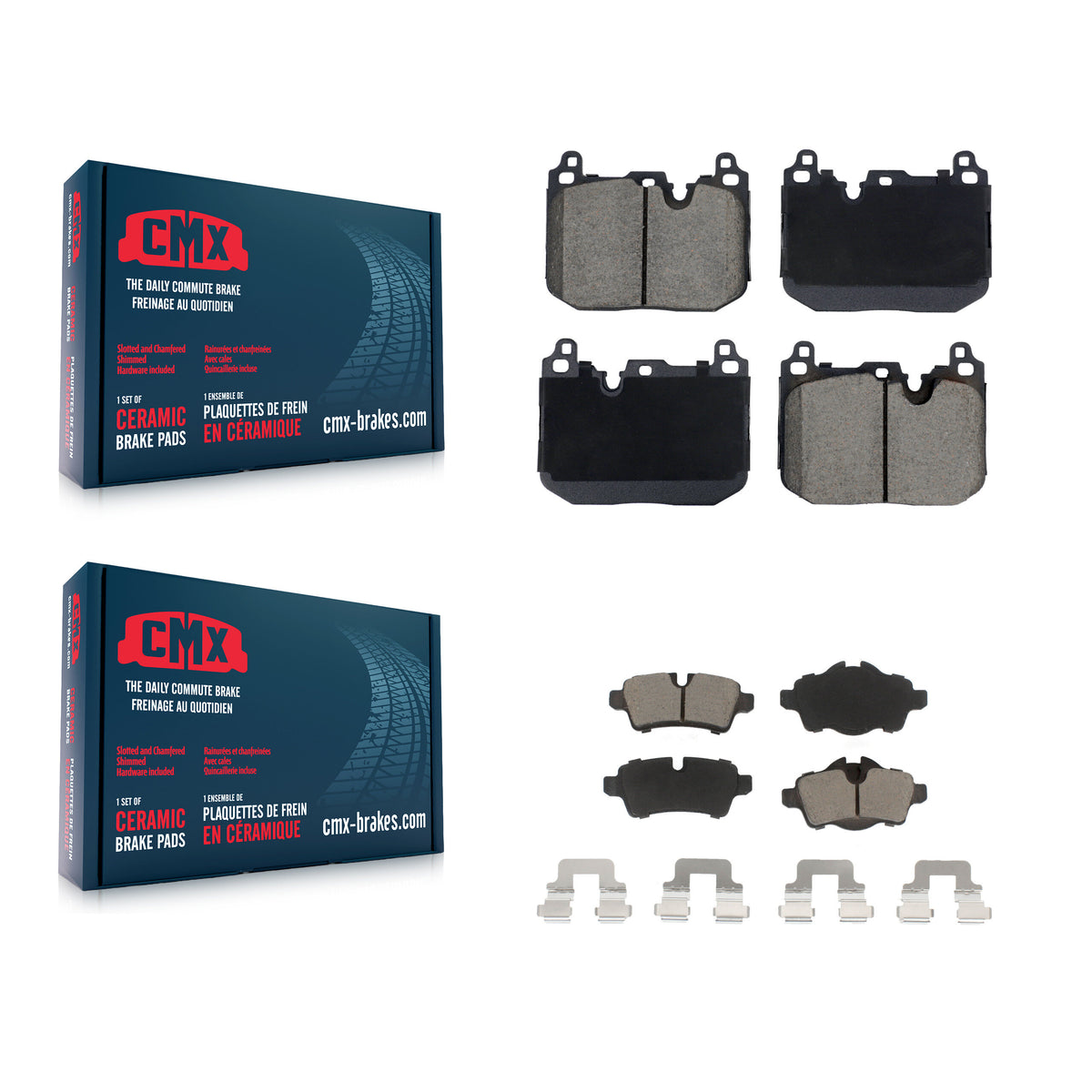 Front Rear Ceramic Brake Pads Kit For Mini Cooper With 5 Lug Wheels 4 Piston Caliper KCX-100631