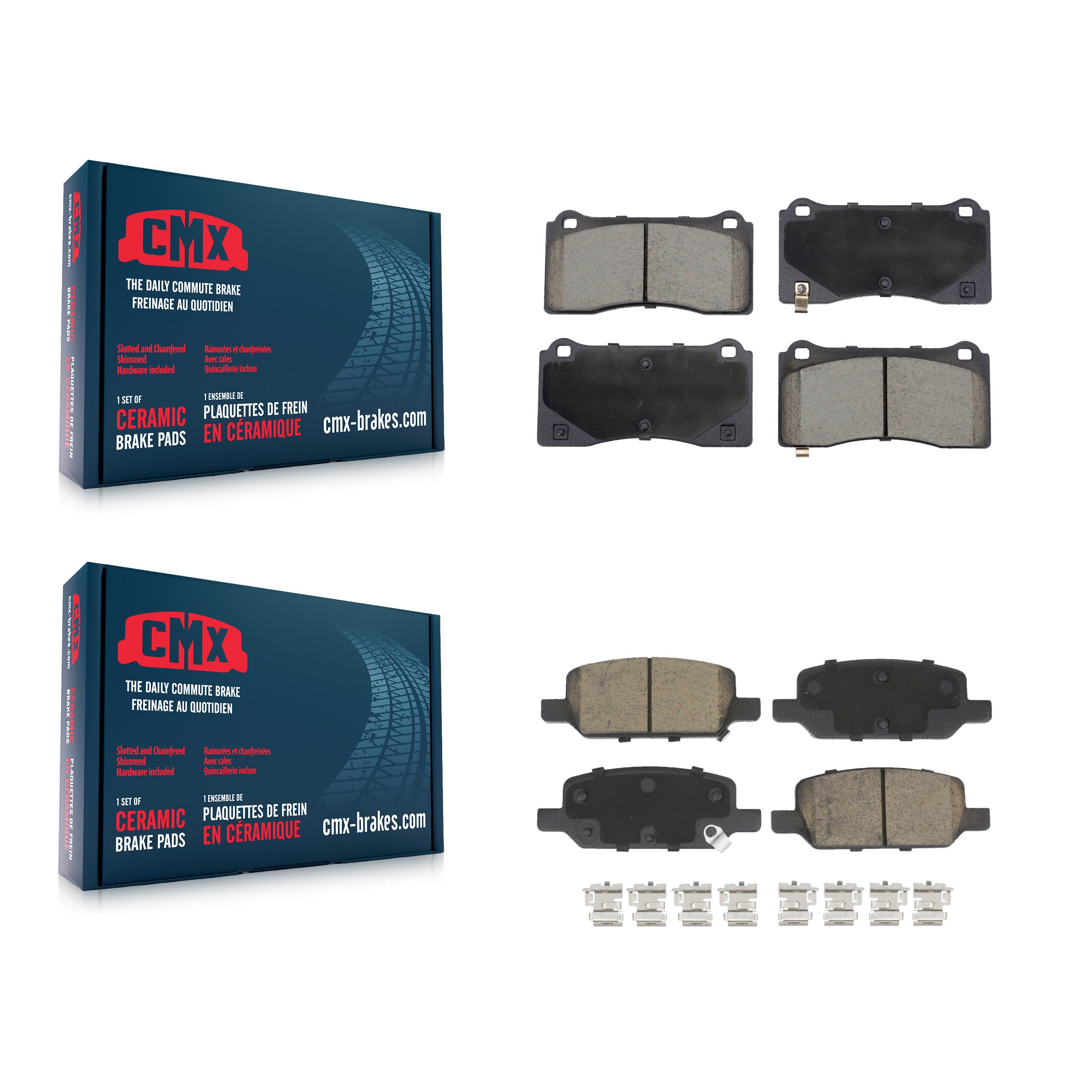 Front Rear Ceramic Brake Pads Kit For 2017-2023 Tesla 3 With Gray Painted Calipers KCX-100638
